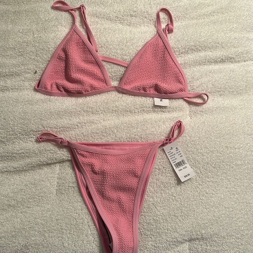 Pink pacsun bikini top and bottom, top size large and bottom size small